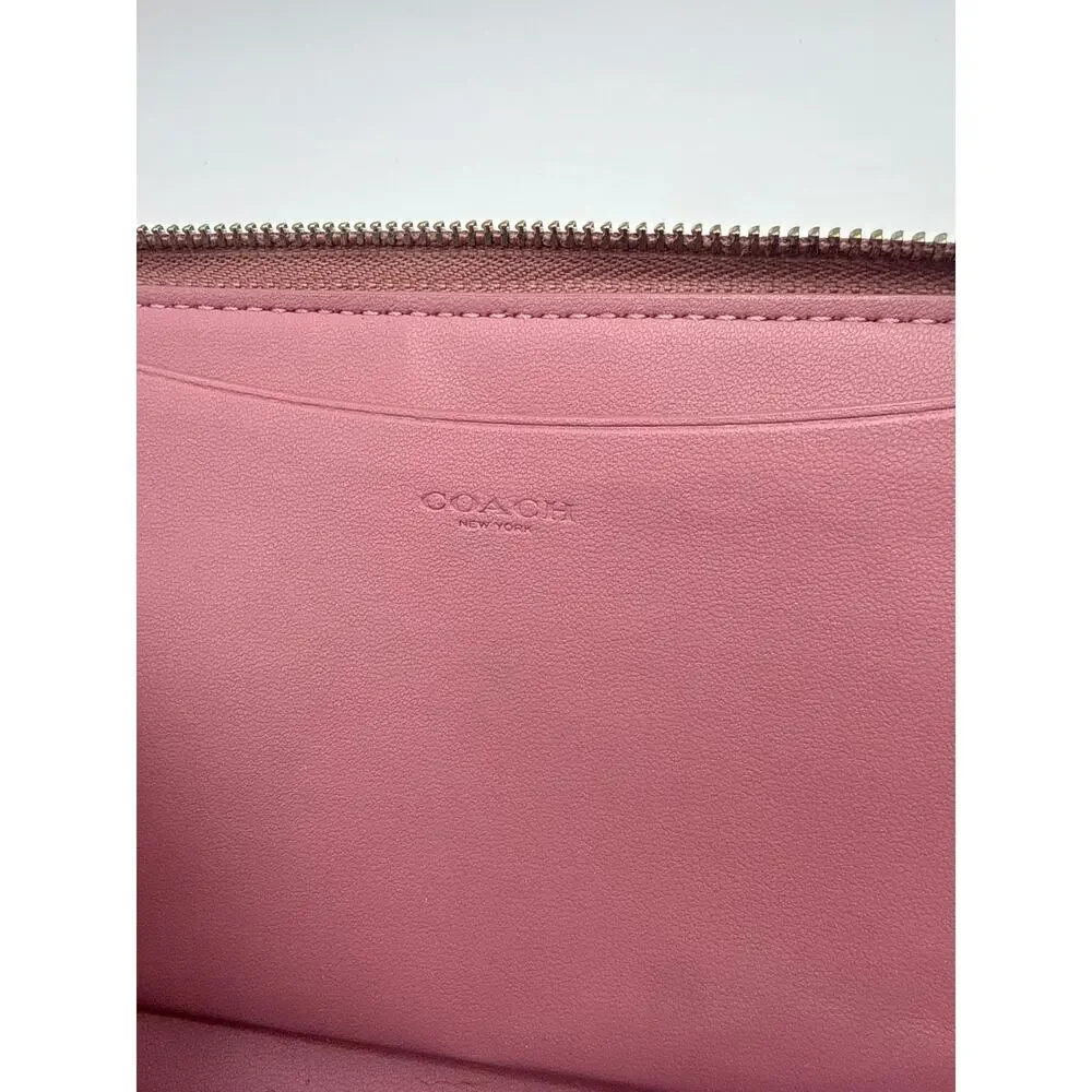 Coach Large Phone Wallet With Dandelion Floral Print Style 2877 Pink Wristlet